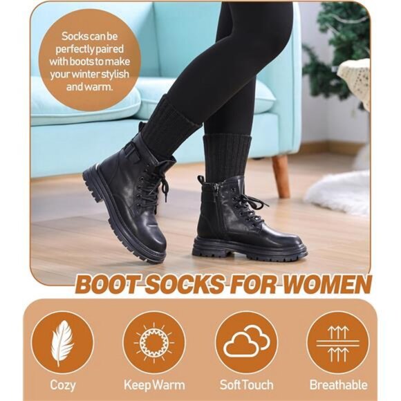 DYW‎ Womens Merino Wool Boot Socks Thermal Thick Winter Warm Cozy Hiking Work - Picture 4 of 7
